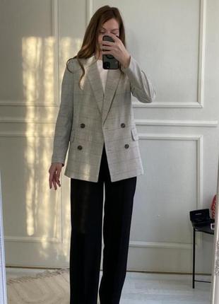 Пиджак серый в клетку от h&m