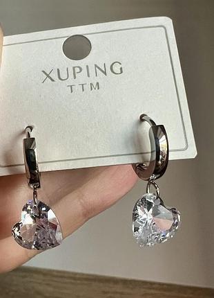 Сережки серця xuping медичний сплав родій медичне золото