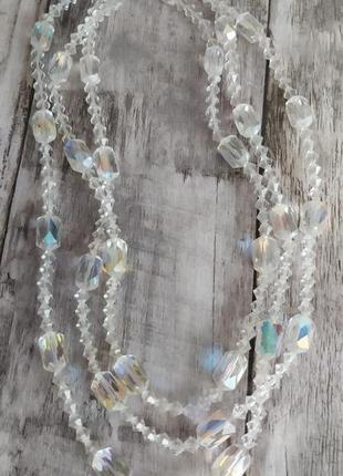 Кристаллическое ожерелье чешское стекло покрытия aurora borealis трехрядное