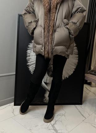 Зимние высокие сапожки сапожки в замше