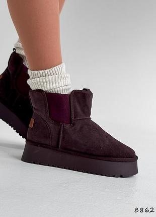 8862 уггі замшеві, черевики зимові на хутрі