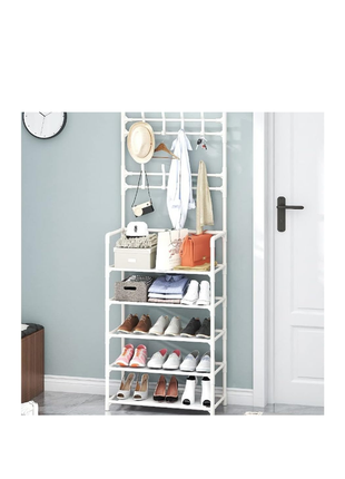 Вішалка для одягу з полицями для взуття підлогова