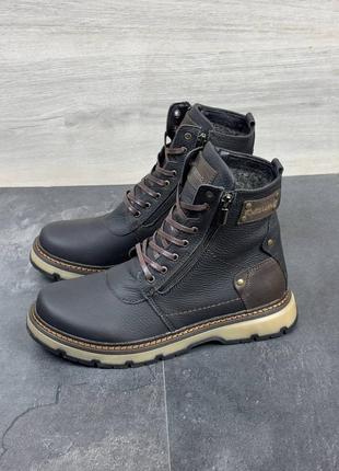 Високі теплі чоловічі зимові шкіряні черевики