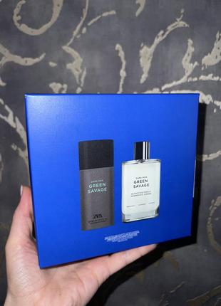 Новый фирменный мужской подарочный набор green savage zara man оригинал