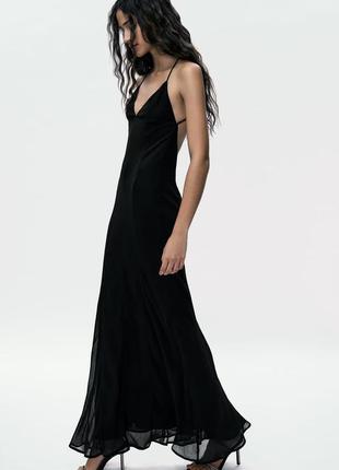 Шифонова сукня з бретелями від zara, розмір l