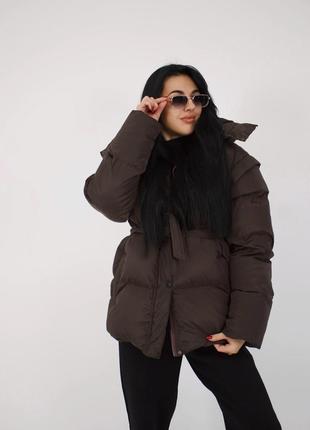 Пуховик-трансформер в шоколадном цвете limited edition for all.in
