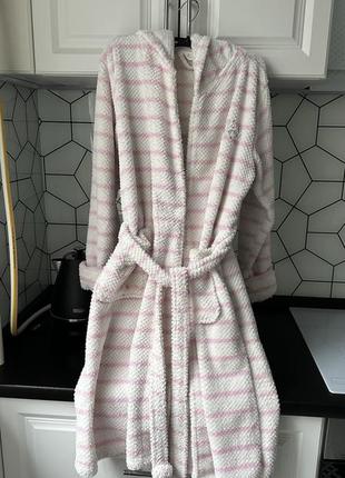 Махровый халат, халат нежно-розовый, халат теплый, халат меди