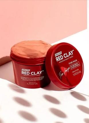 Глиняна маска для очищення пор missha amazon red clay pore mask 110g