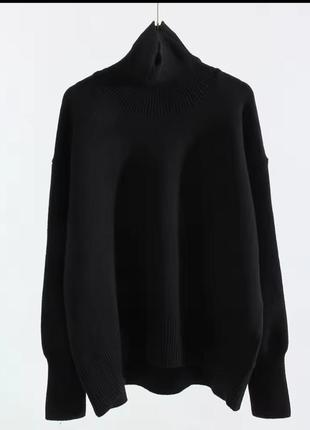 Черный теплый оверсайз свитер