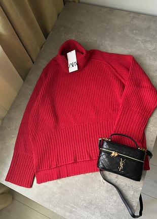 Червоний светр zara кофта свитер