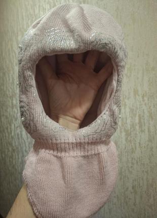 Шапка-шлем для дівчинки , зимова шапка