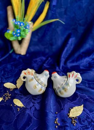 Курочка!🌾🐣🐓 винтаж пленительный спецовочник для соли и перца сельничка фарфор подглазурную роспись