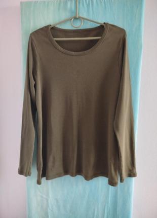 Женская одежда/ кофта лонгслив хаки унисекс🤎 46/48 размер, 100% cotton