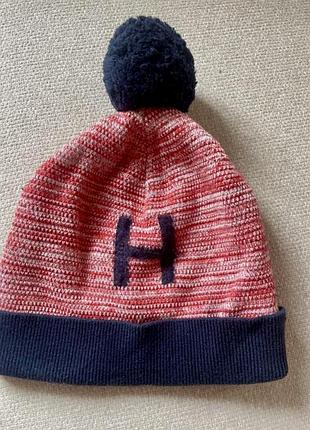 Яркая шапка на флисе Tommy hilfiger оригинал #шапка с помпоном