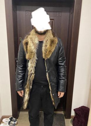 Дублянка вовк🔥преміум шкіра 100%💣чоловіча шуба хутро вовка🔥