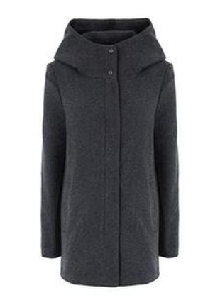 Сіре осіннє пальто з капюшоном