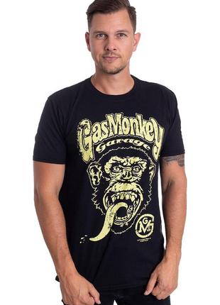 Мужская кастомная футболка черного цвета с обезьяной gas monkey летняя одежда