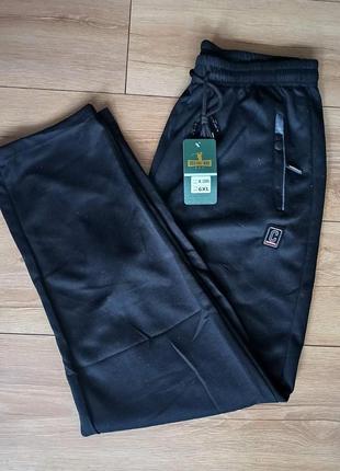 Мужские спортивные черные брюки, прямые, батал, 56-58