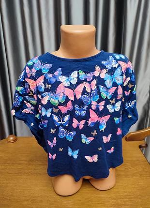 Отличная натуральная блуза футболка блузка с бабочками на 4-5 лет