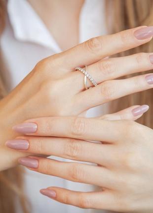 Каблочка серебряная бесконечность с белыми фианитами