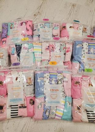 Детские трусики primark для девочки 1,5, 2, 3, 4, 5, 6, 7, 8, 9, 10, 11, 12, 13 лет полуупаковки 5шт
