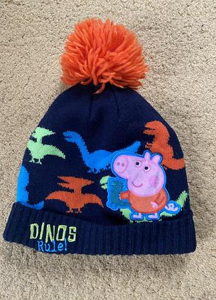 Демисезонная двойная шапка george с бубоном на 4-6 лет