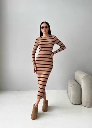 Тепла подовжена сукня в смужку (5 кольорiв) 30 % вовна
