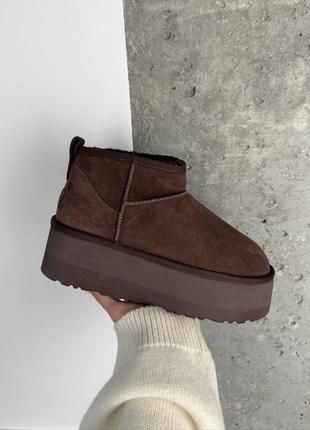 Женские сапоги ugg ultra mini platform burnt cedar