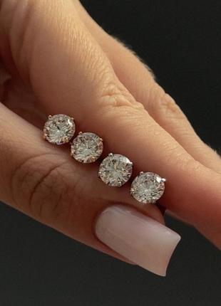 Сережки гвіздочки 7 мм xuping в золотому та в срібному кольорі медичний сплав позолота