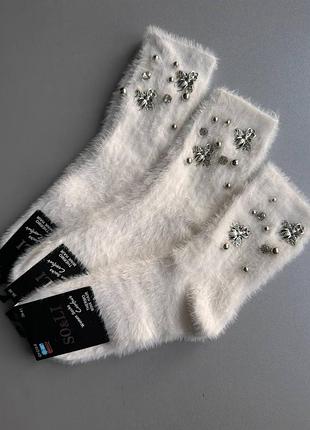 35-38 і 39-41 нркові пушисті теплі шкарпетки з декором.