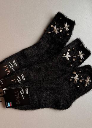 35-38 і 39-41 нркові пушисті теплі шкарпетки з декором.