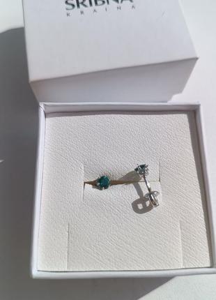 Серебряные серьги, серебряные серьги с зеленым кварцем