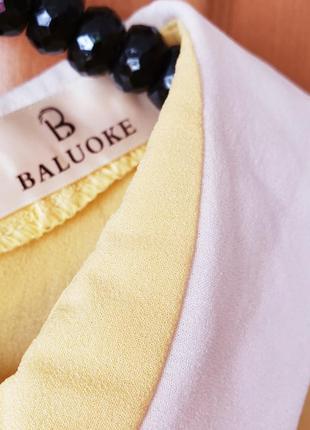 Baluoke шифоновая блузка без рукавов майка летняя с белым воротничком желтая s 445 фото