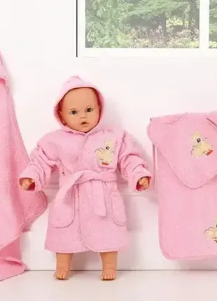 Набор махровых полотенец розовый "оленята",слоник" "медвежонок"