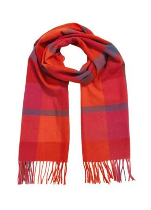 Яркий мягкий широкий шарф-палантин в розово-оранжевых тонах m&s(37 см на 190 см)