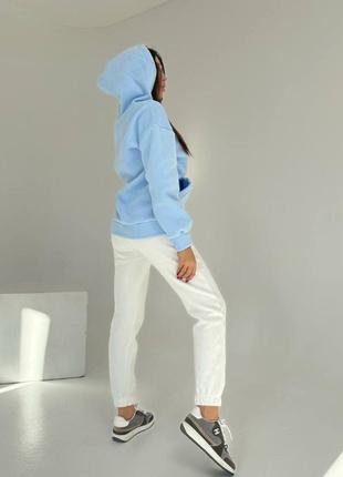 Худи на молнии удобная кофта оверсайз толстовка зипка с капюшоном на флисе тепла черная серая молочная5 фото