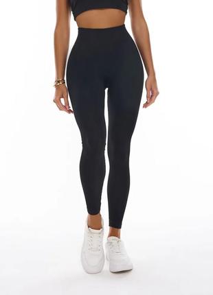 Лосіни в рубчик ластівка безшовні на хутрі чорний 44 46 48 50 52 54