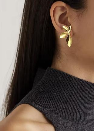 Массивные серьги листочки - цветочки