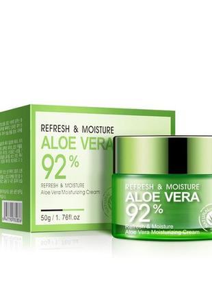 Без коробки! зволожувальний крем для обличчя з алое вера bioaqua refresh & moisture aloe vera 92% 50г