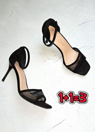 🎁1+1=3 шикарные черные босоножки на каблуке new look, размер 39