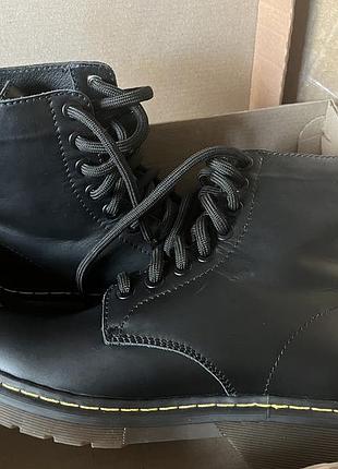Wishot 400 102 blk oc 37 ботинки black кожа на осень зиму весну теплые с шерстью унисекс 8 люверсов