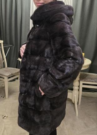Шуба натуральная норковая xs s с капюшоном