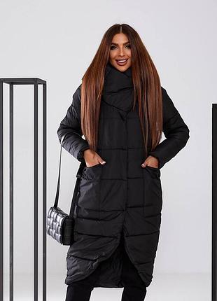 Женское стеганое пальто, черное, 42,44,46,48