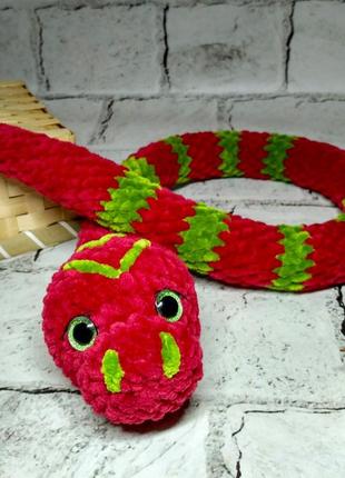 Мягкая игрушка вязаная ручной работы амигуруми змея символ года hand made 65 cм