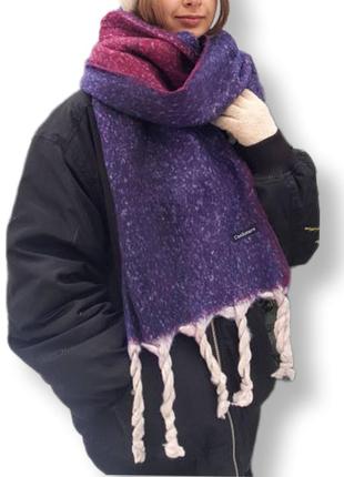 Шарф теплий зимовий об'ємний жіночий індиго марсала