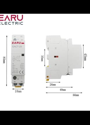 Модульний контактор earu 2p 25f 2no на динрейку