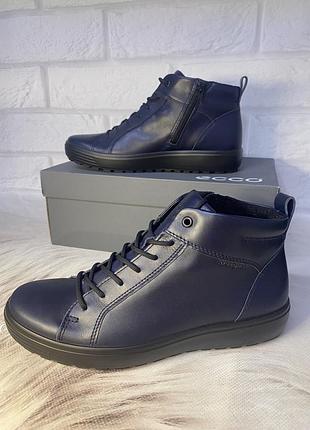 Шкіряні, зимові, черевики ecco soft 7 tred m з hudromax  45045401038, оригінал