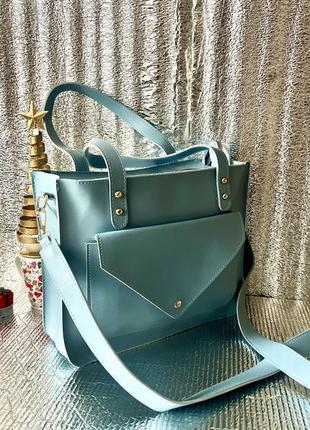 Блакитний шопер для роботи чи навчання