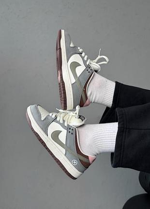 Унисекс кроссовки nike sb dunk grey/white/brown 3