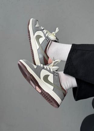 Унисекс кроссовки nike sb dunk grey/white/brown 4